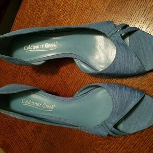 Periwinkle Blue Peep-toe kitten heels